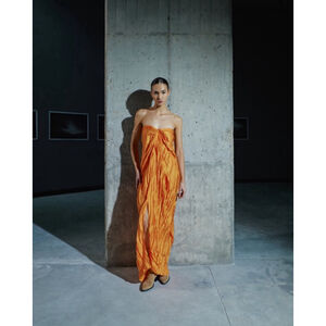 Revolve Baobab Ariel Dress in Aperol Orange Strapless Maxi Dress M NWT Resort